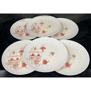 VTG Beverly by Prolon Melmac Melamine Dinner Plates 10" Americana Set of 6 USA